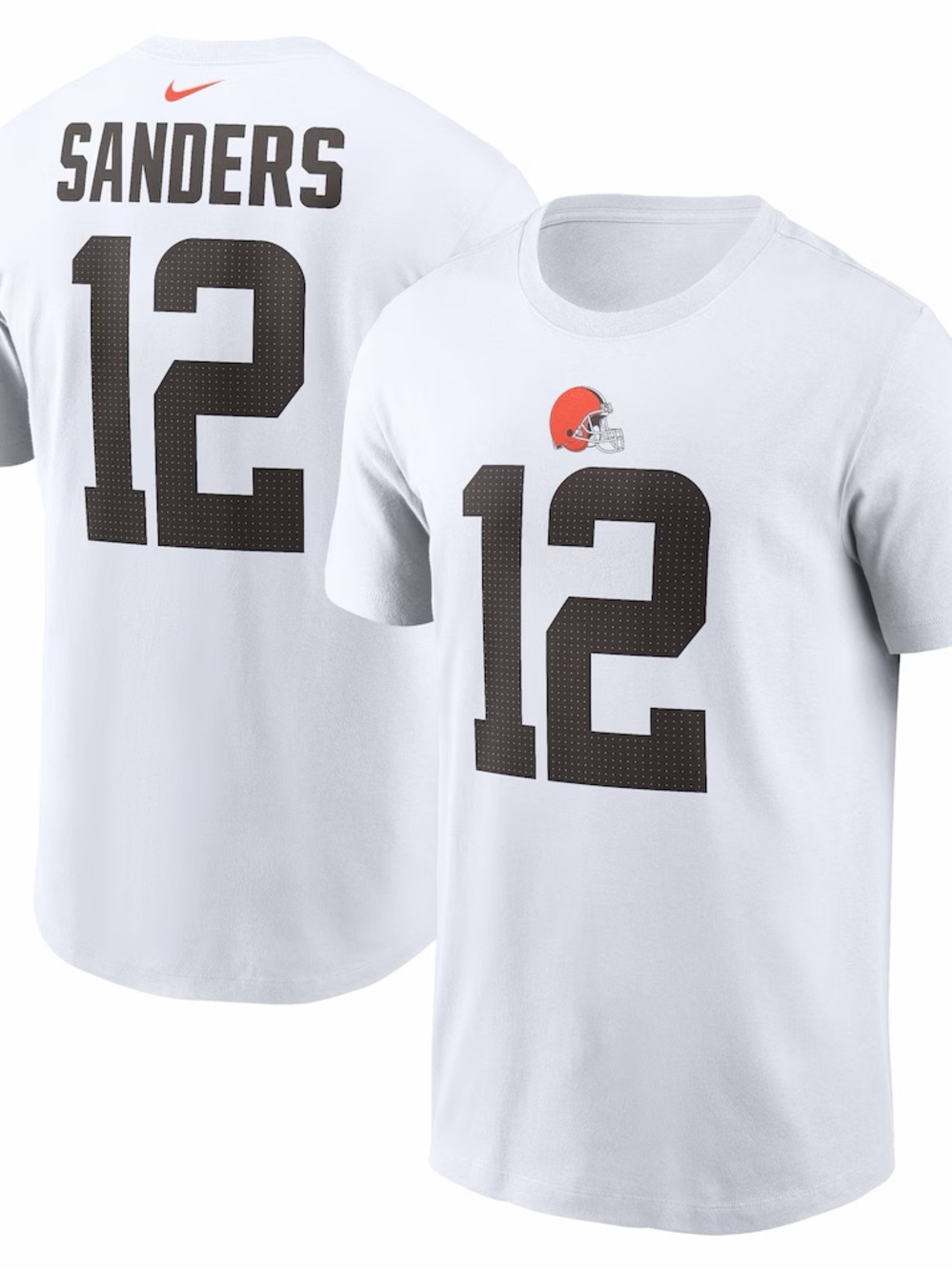 Unisex - Nike White Browns #12 Sanders Graphic Tee